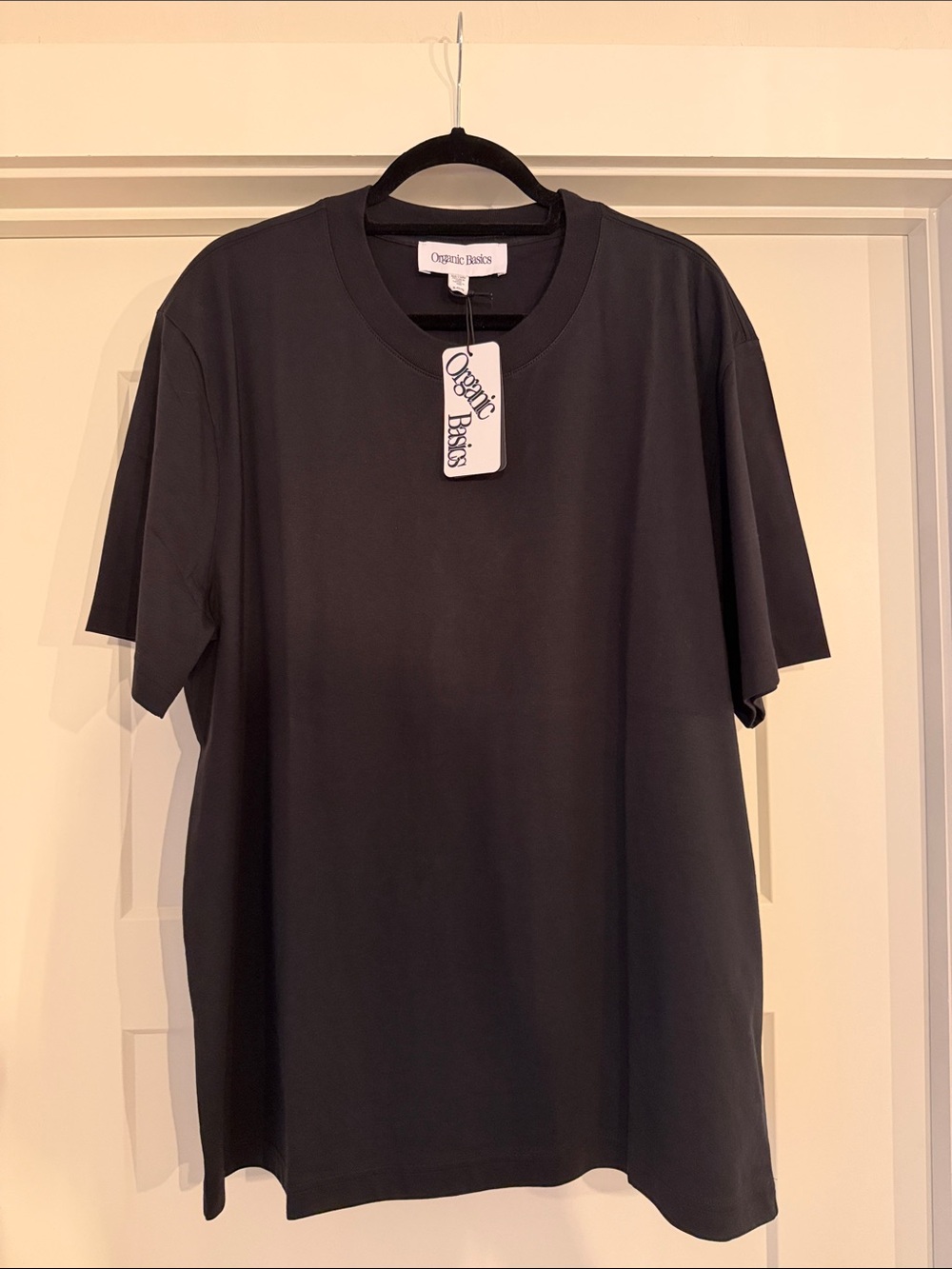 Organic Basics Black Crewneck Short Sleeve T-Shirt